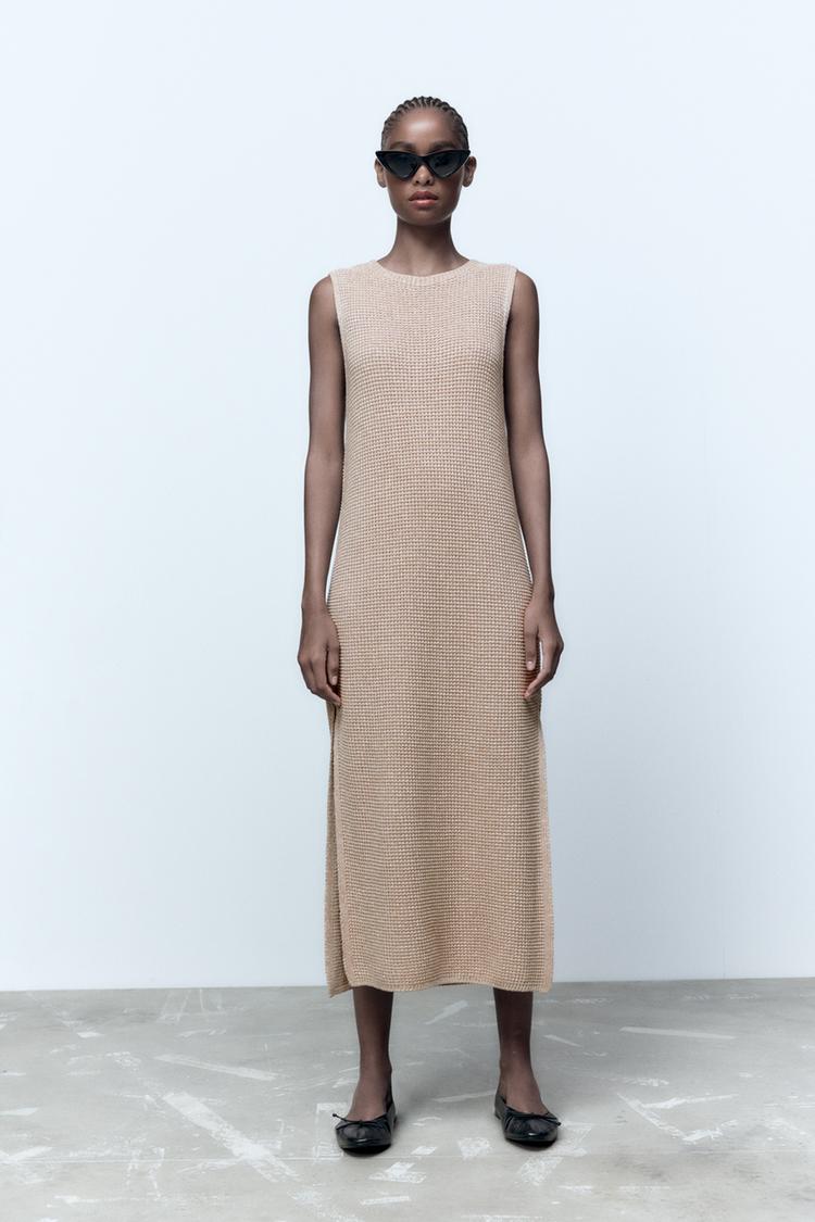 ZARA METALLIC deals THREAD KNIT DRESS